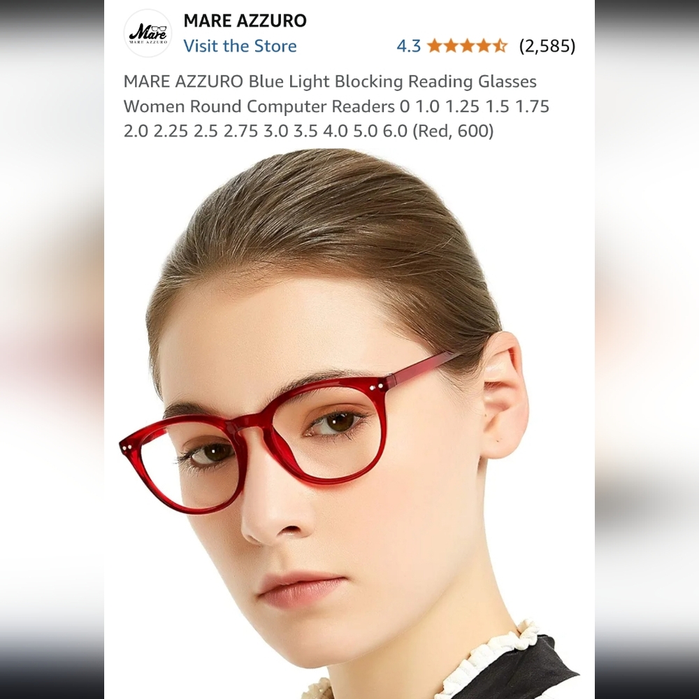New in box womens Mare azzuro 6.0× reading glasses-red